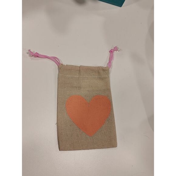 Valentine's Day Burlap Pink Heart Drawstring Treat Gift Bag Pack 15 total bags - Picture 2 of 3